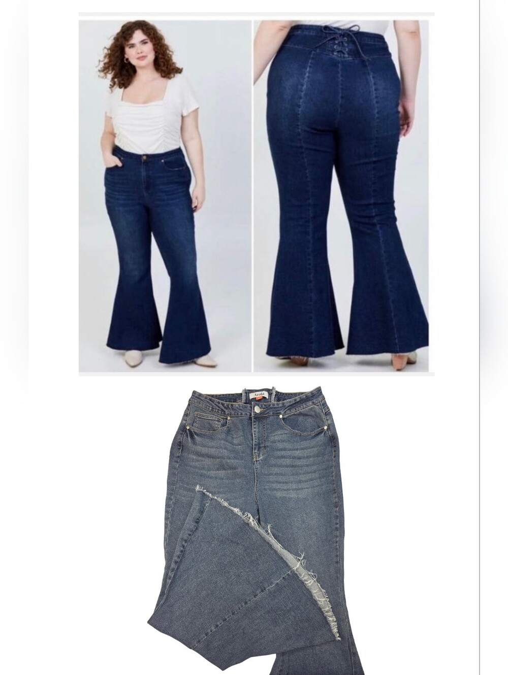 Arula 14 High Rise Flare Raw Hem Festi Bareback Lace-Up Jeans 3704-CT